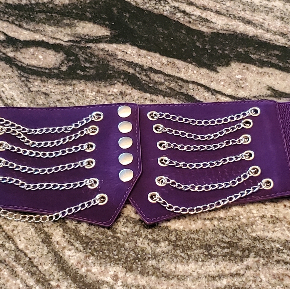 Purple Chain-Embellished Belt - Picture 2 of 7